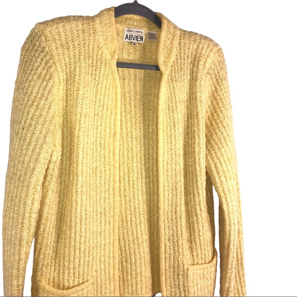 Vintage 1970’s Yellow Open Knit Cardigan Jacket - Picture 2 of 9